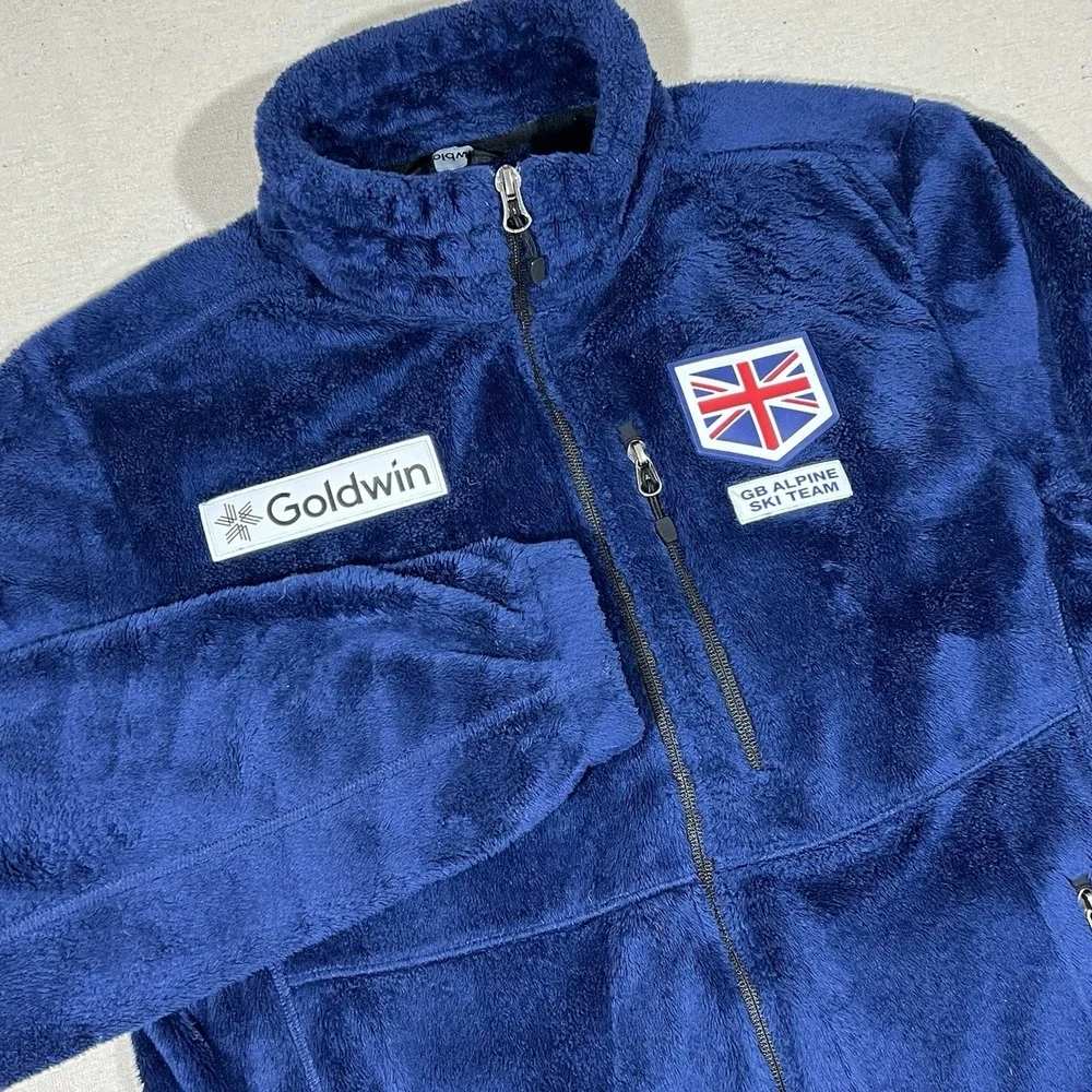 Goldwin Mens's M GB Alpine Ski Team Blue Fleece Jacket Full Zip Great Britain